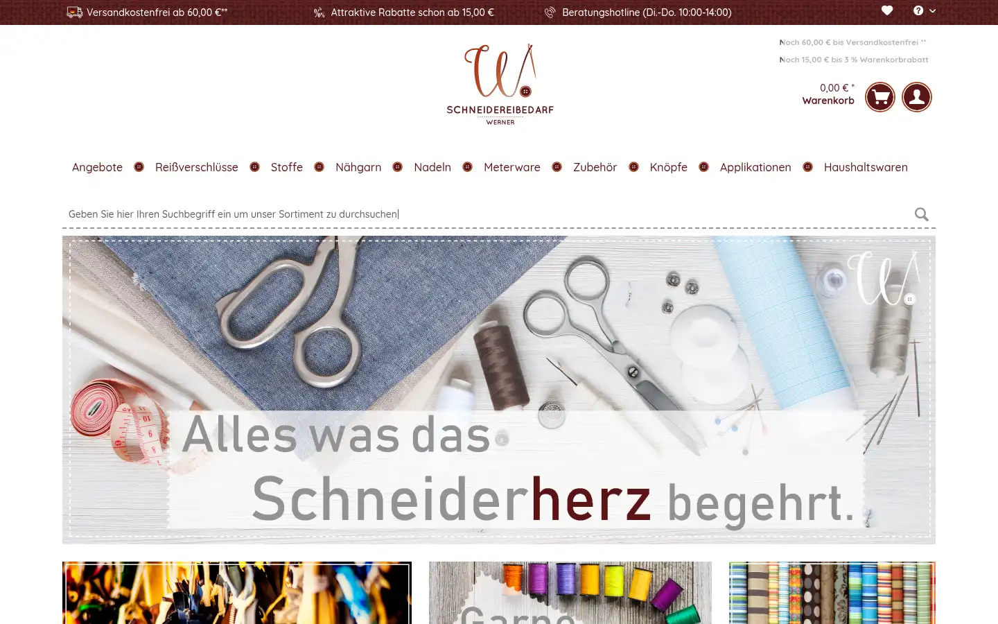 Screenshot of schneidereibedarf-werner.de