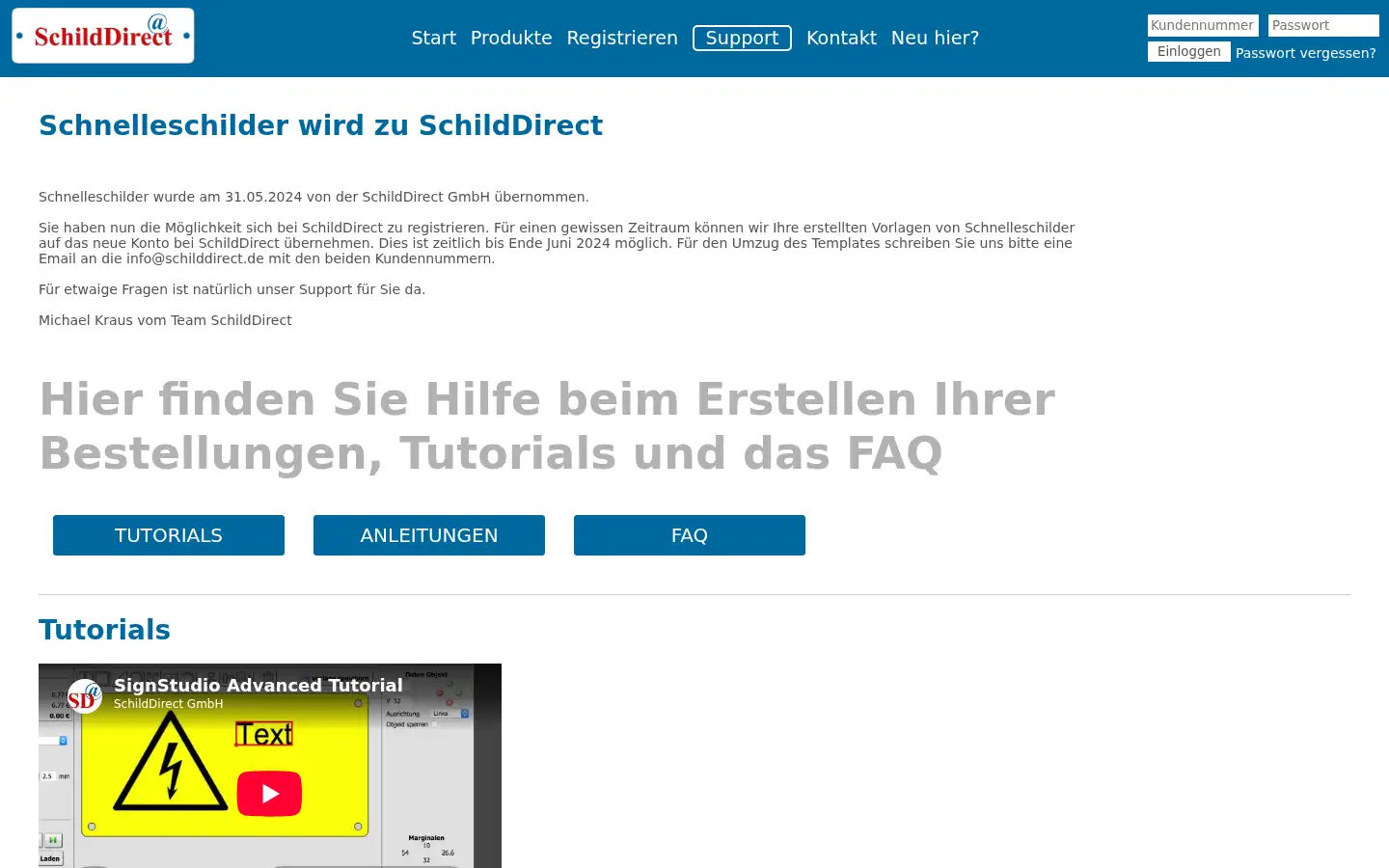 Screenshot of schnelleschilder.de