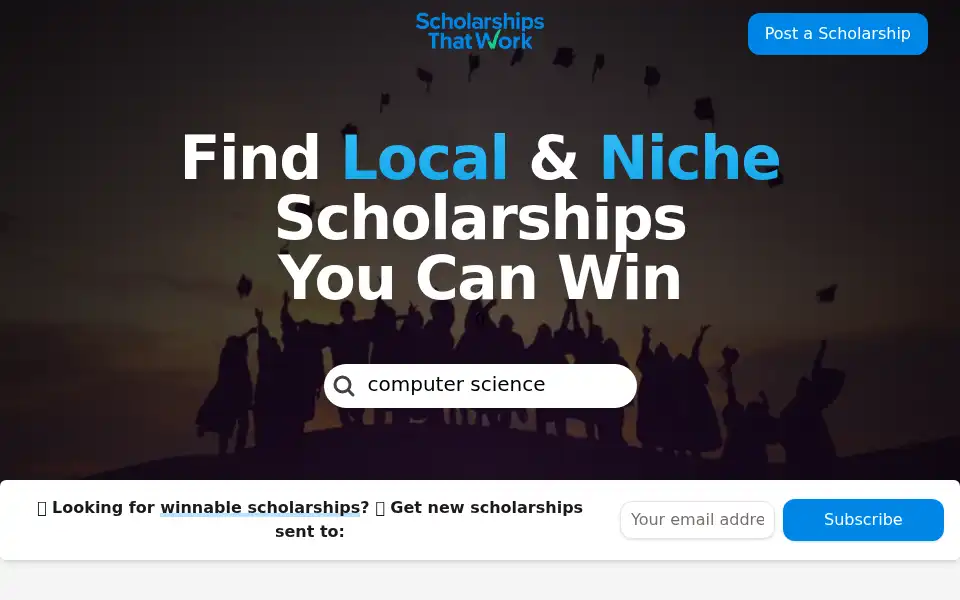 Screenshot of scholarshipsthatwork.com