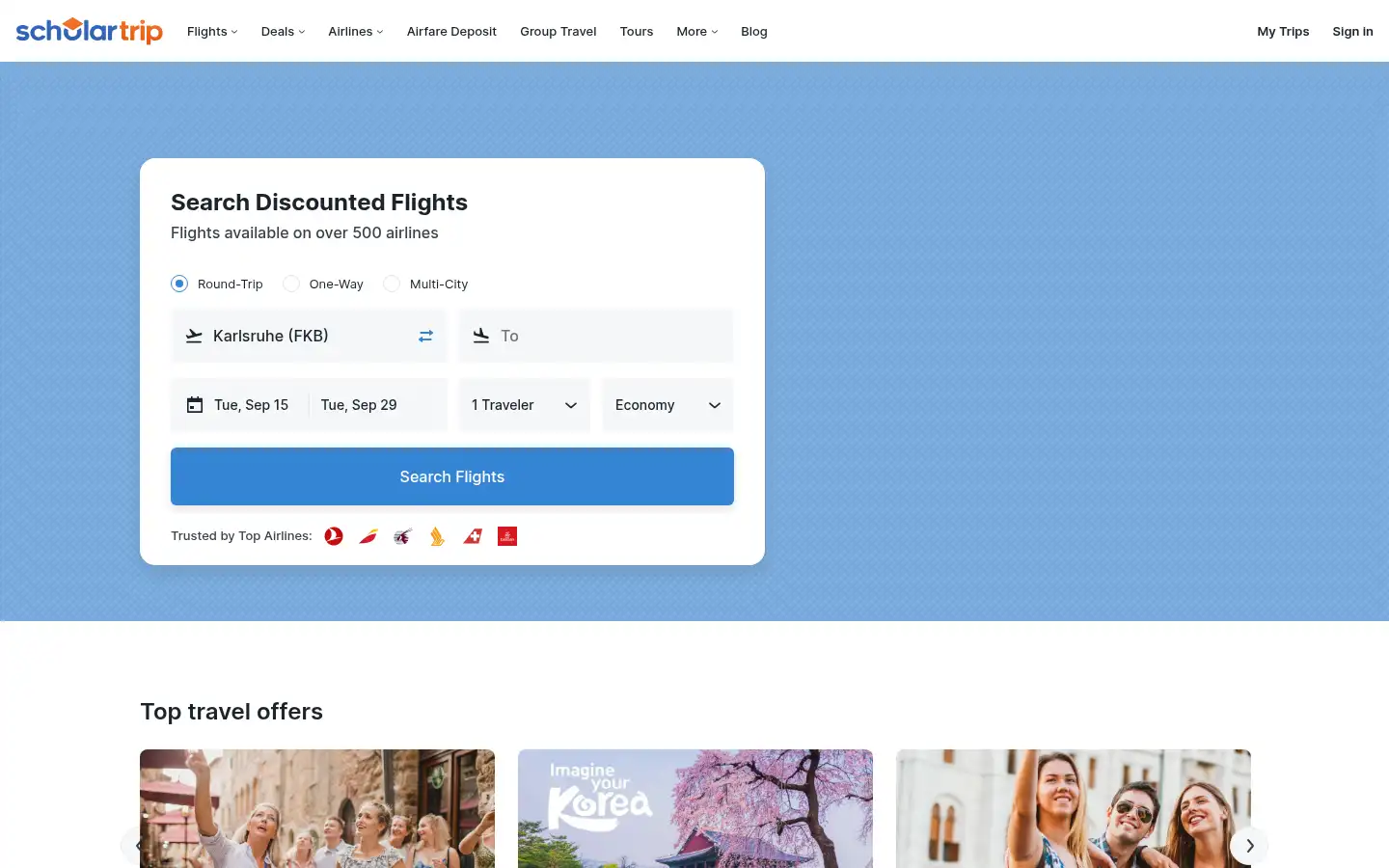 Screenshot of scholartrip.com