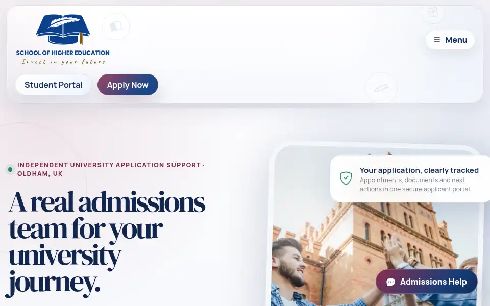 Screenshot of schoolofhighereducation.co.uk