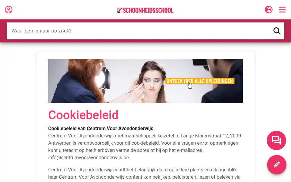 Screenshot of schoonheidsschool.be