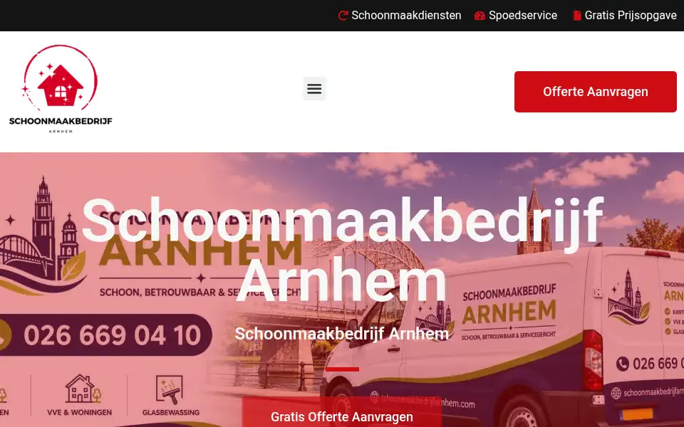 Screenshot of schoonmaakbedrijfarnhem.com