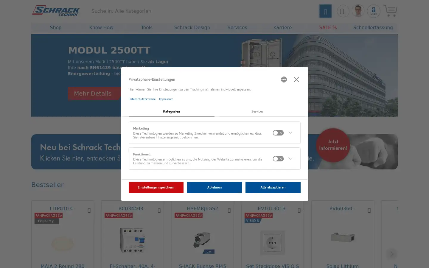Screenshot of schrack.at