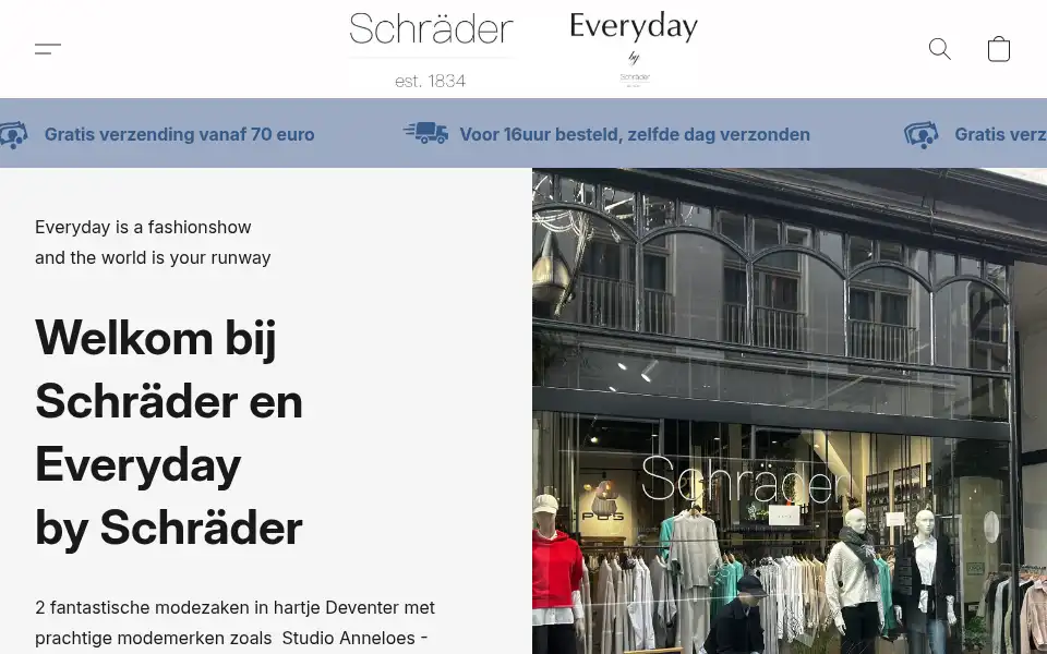 Screenshot of schradermode.nl