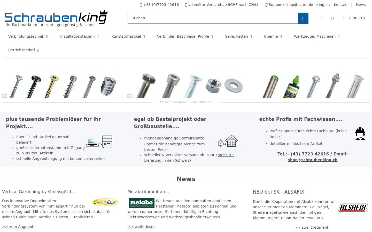 Screenshot of schraubenking.ch