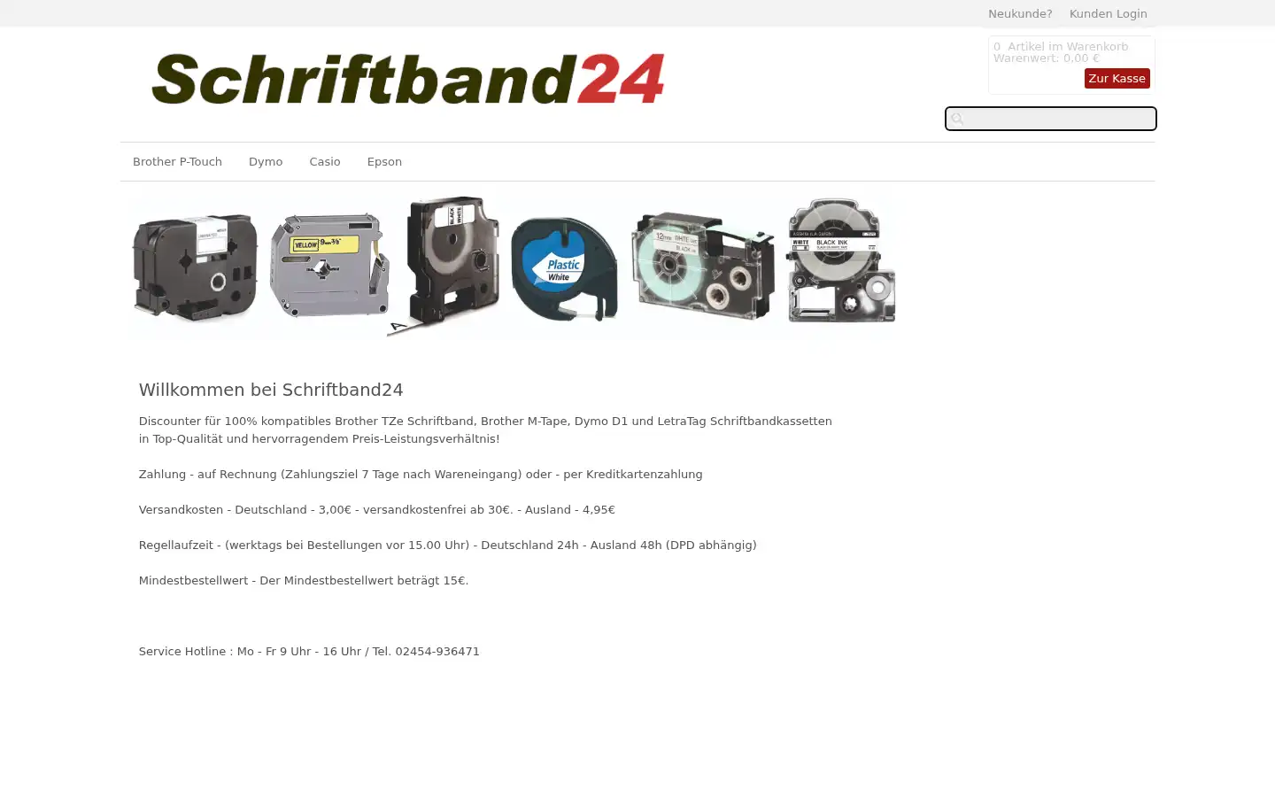 Screenshot of schriftband24.de