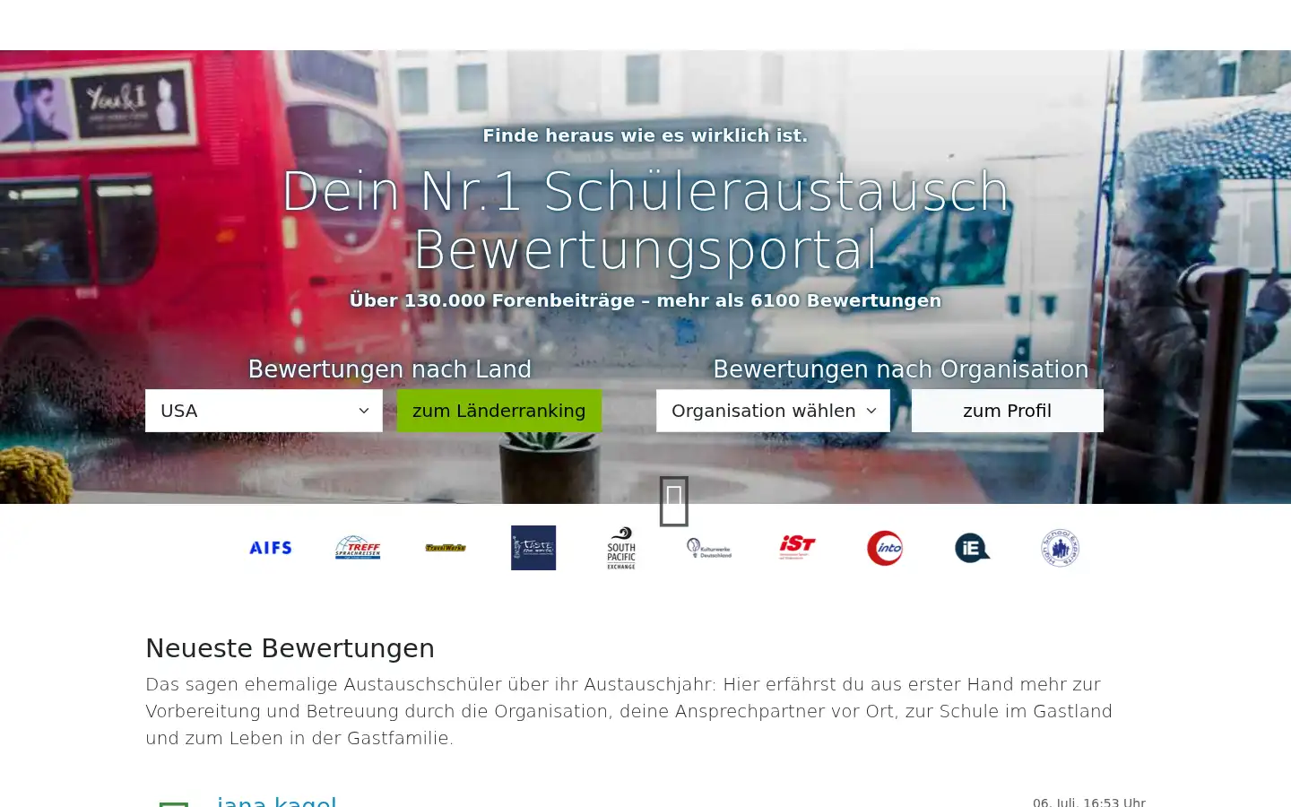 Screenshot of schueleraustausch.de