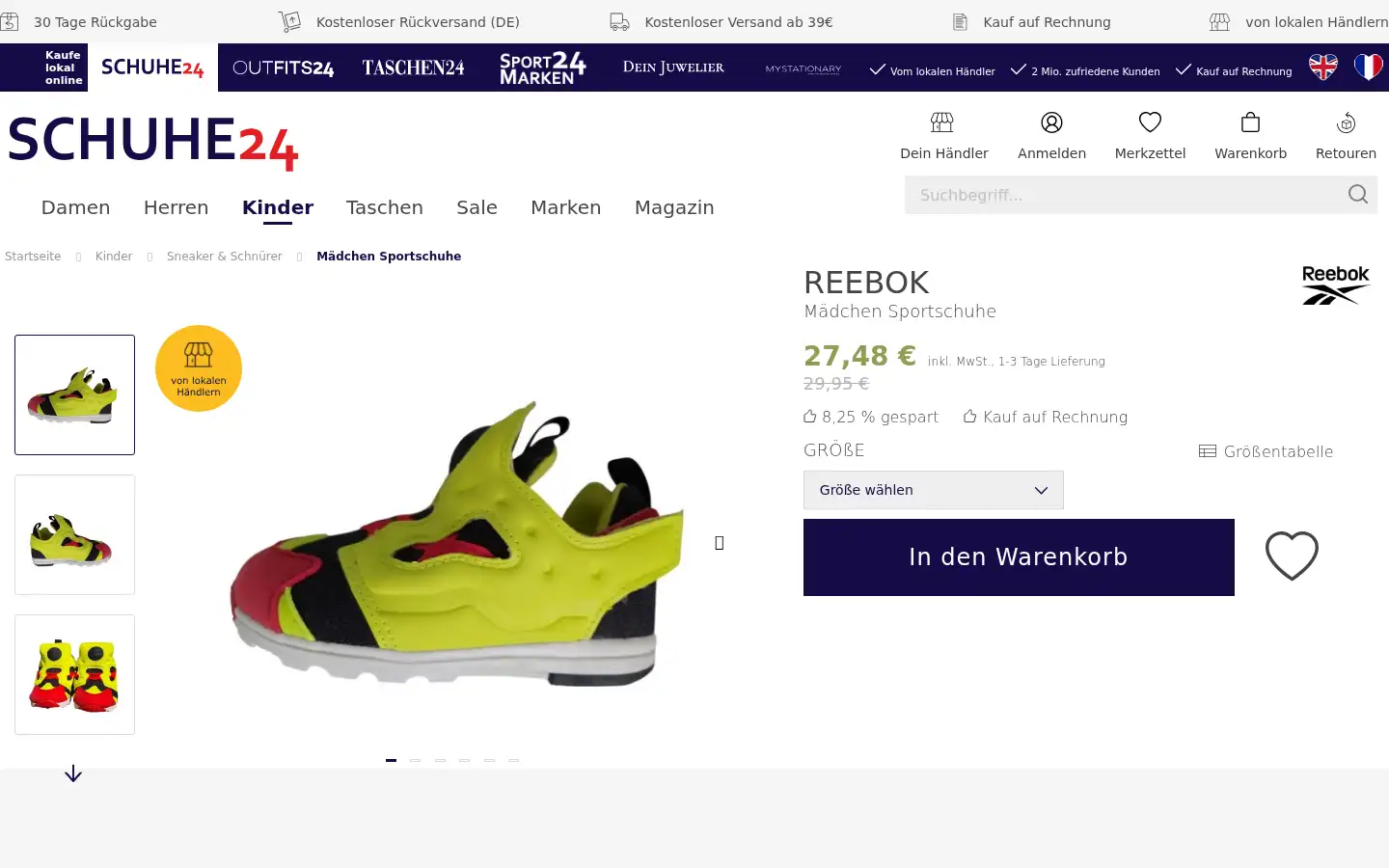Screenshot of schuhe24.de