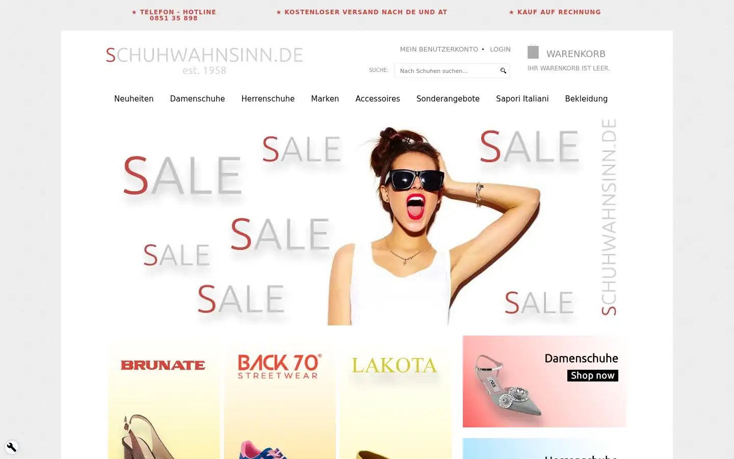 Screenshot of schuhwahnsinn.de