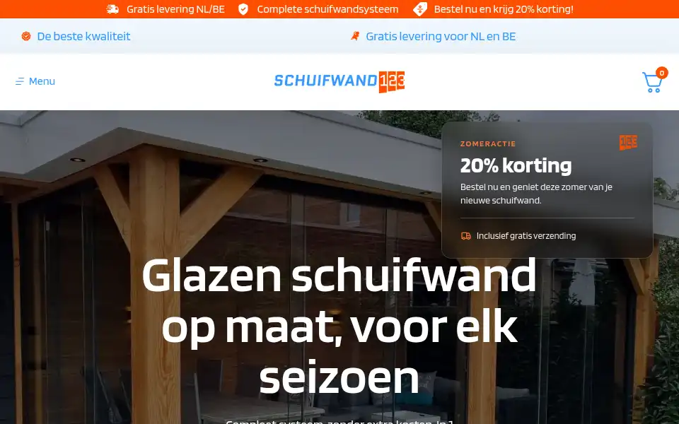 Screenshot of schuifwand123.nl