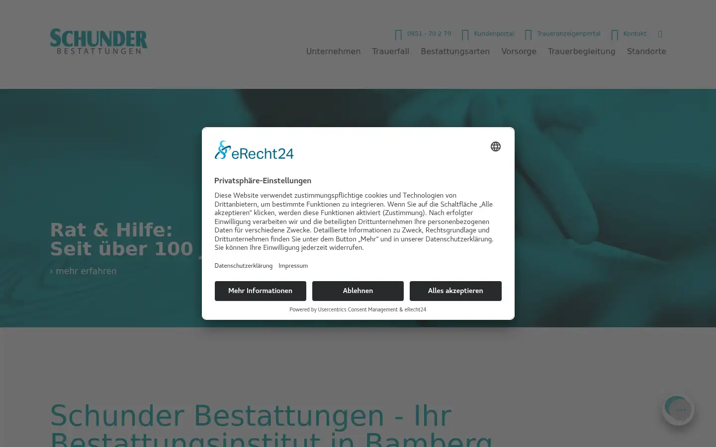 Screenshot of schunder-bestattungen.de