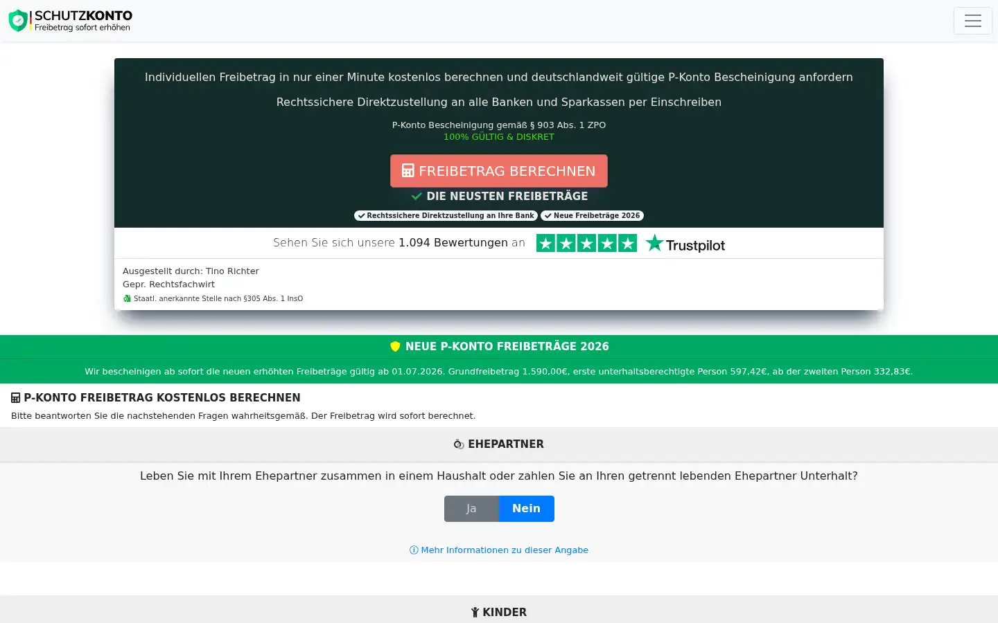 Screenshot of schutzkonto.de