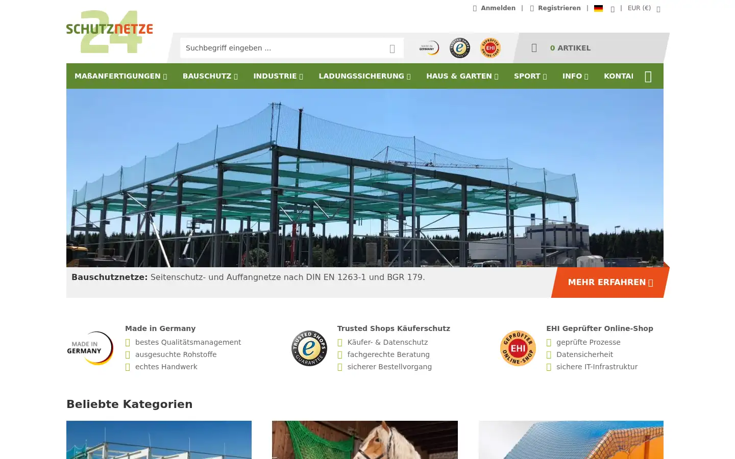 Screenshot of schutznetze24.de