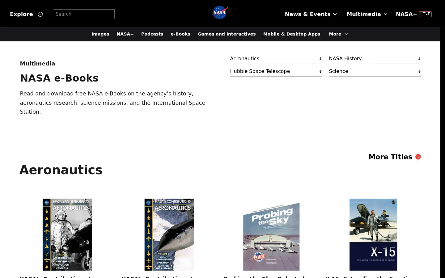 Screenshot of science.nasa.gov