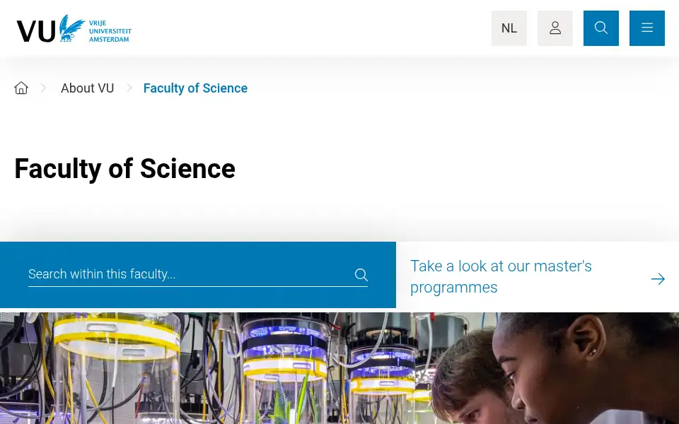 Screenshot of science.vu.nl