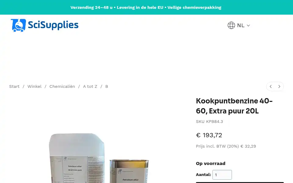 Screenshot of scisupplies.eu
