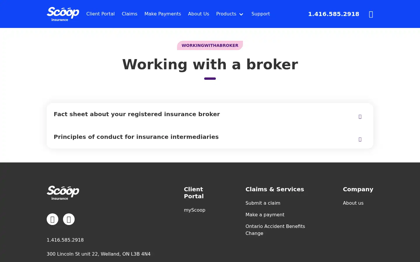 Screenshot of scoopinsurance.ca
