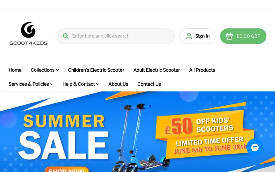 Screenshot of scoot4kids.com