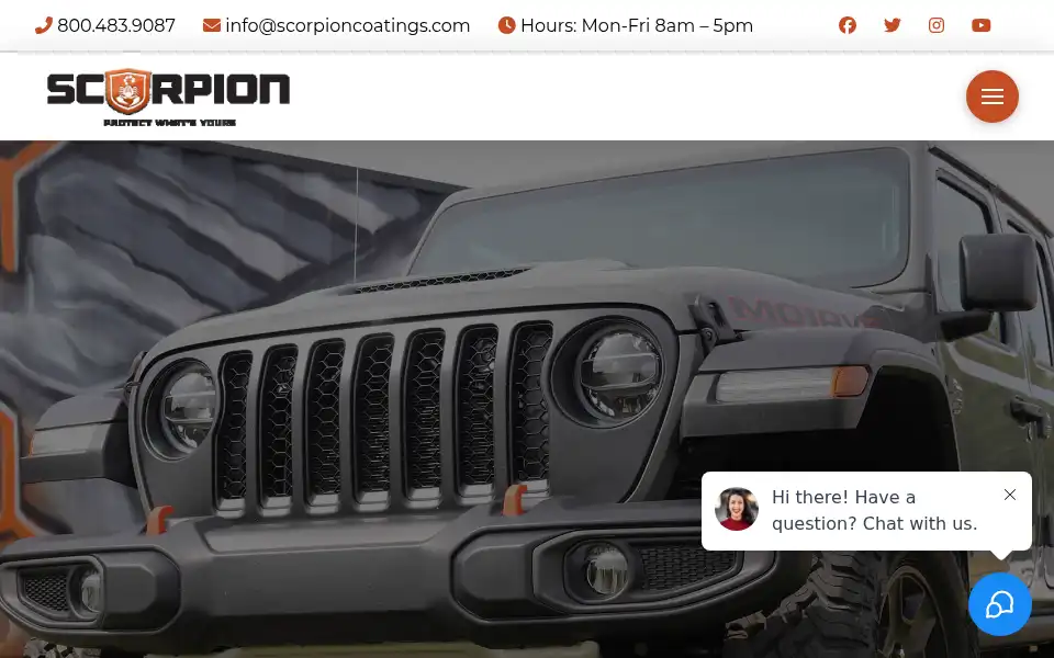 Screenshot of scorpioncoatings.com