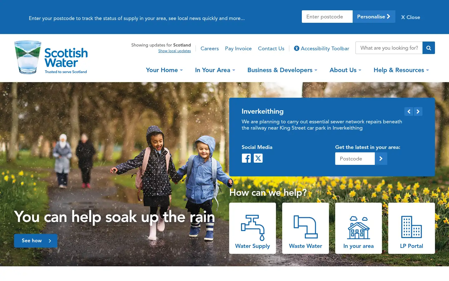 Screenshot of scottishwater.co.uk