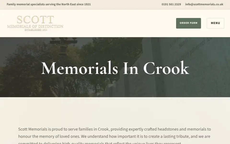 Screenshot of scottmemorials.co.uk