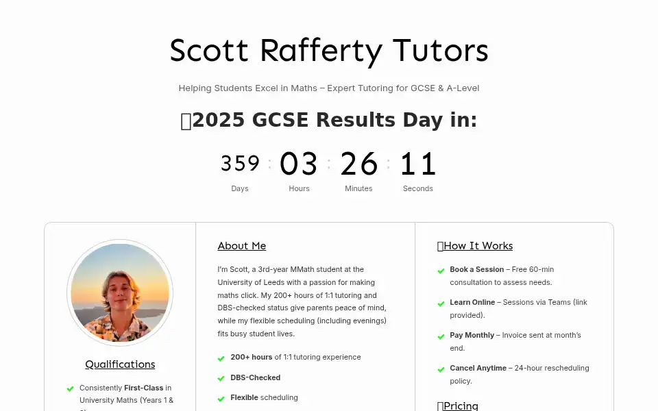 Screenshot of scottraffertytutors.co.uk