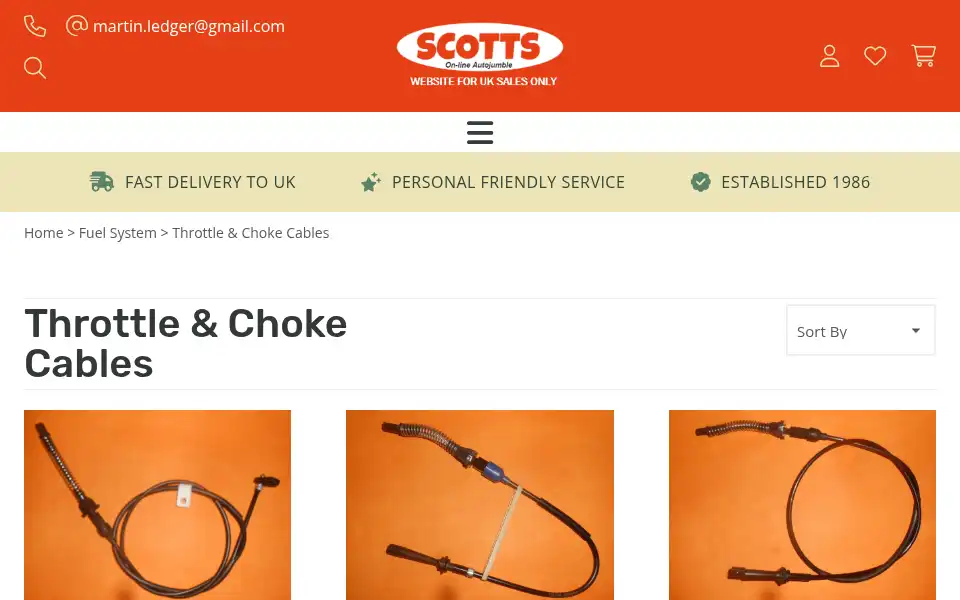 Screenshot of scotts-classiccarspares.co.uk