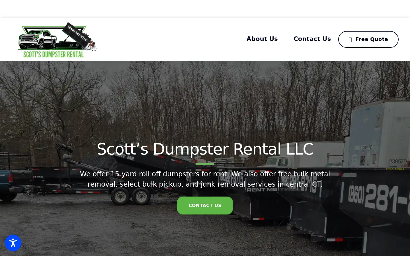 Screenshot of scottsdumpsterrentalct.com