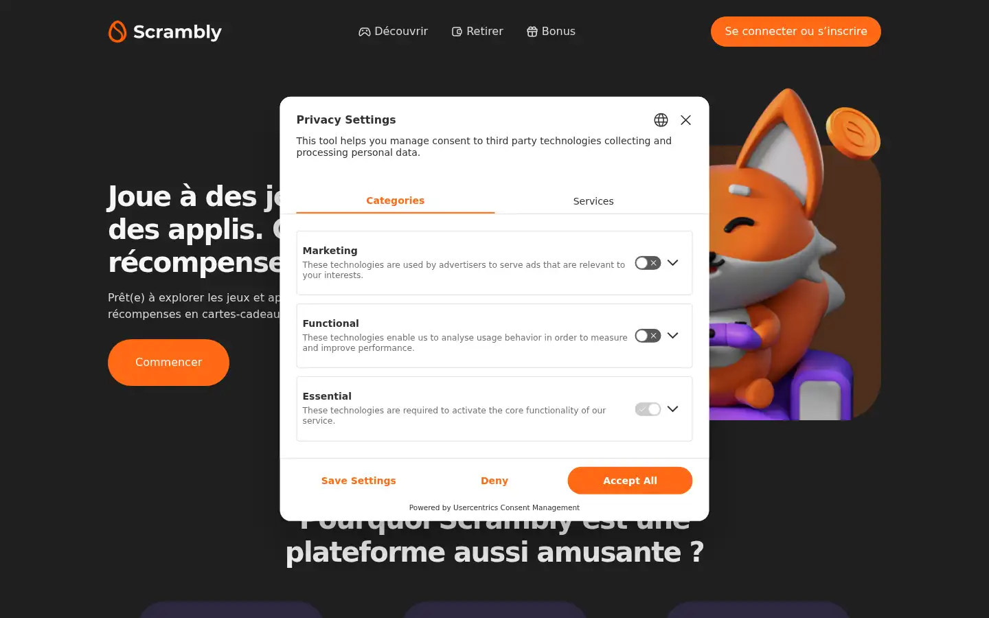 Screenshot of scrambly.io