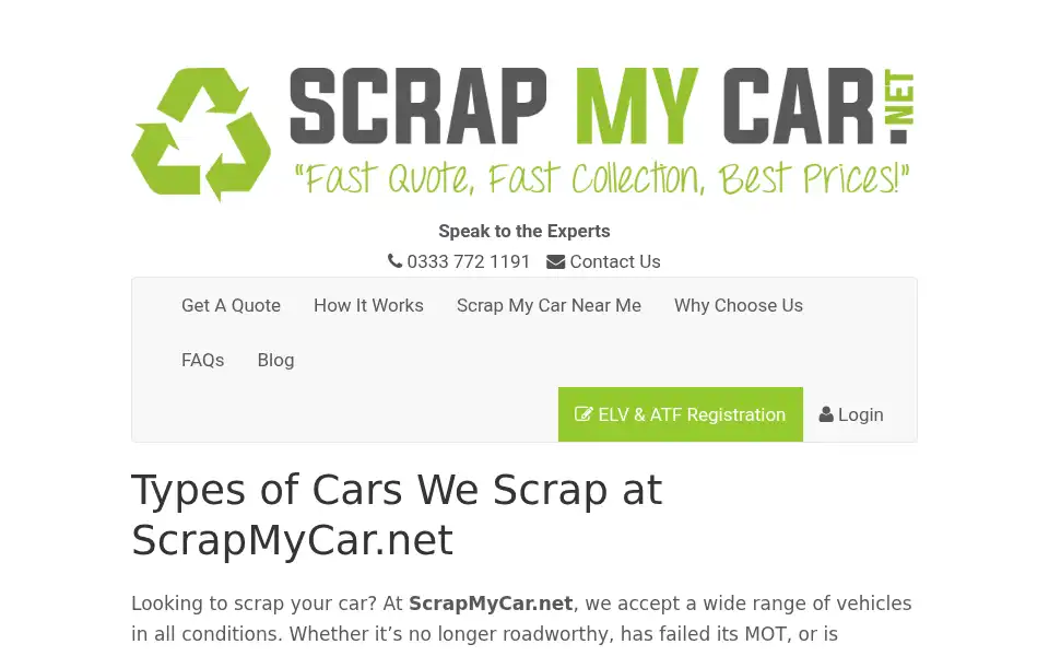 Screenshot of scrapmycar.net