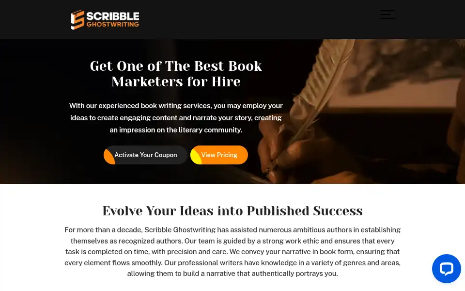 Screenshot of scribbleghostwriting.com