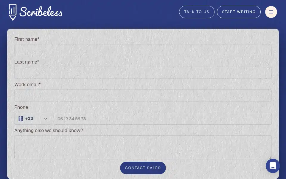 Screenshot of scribeless.co