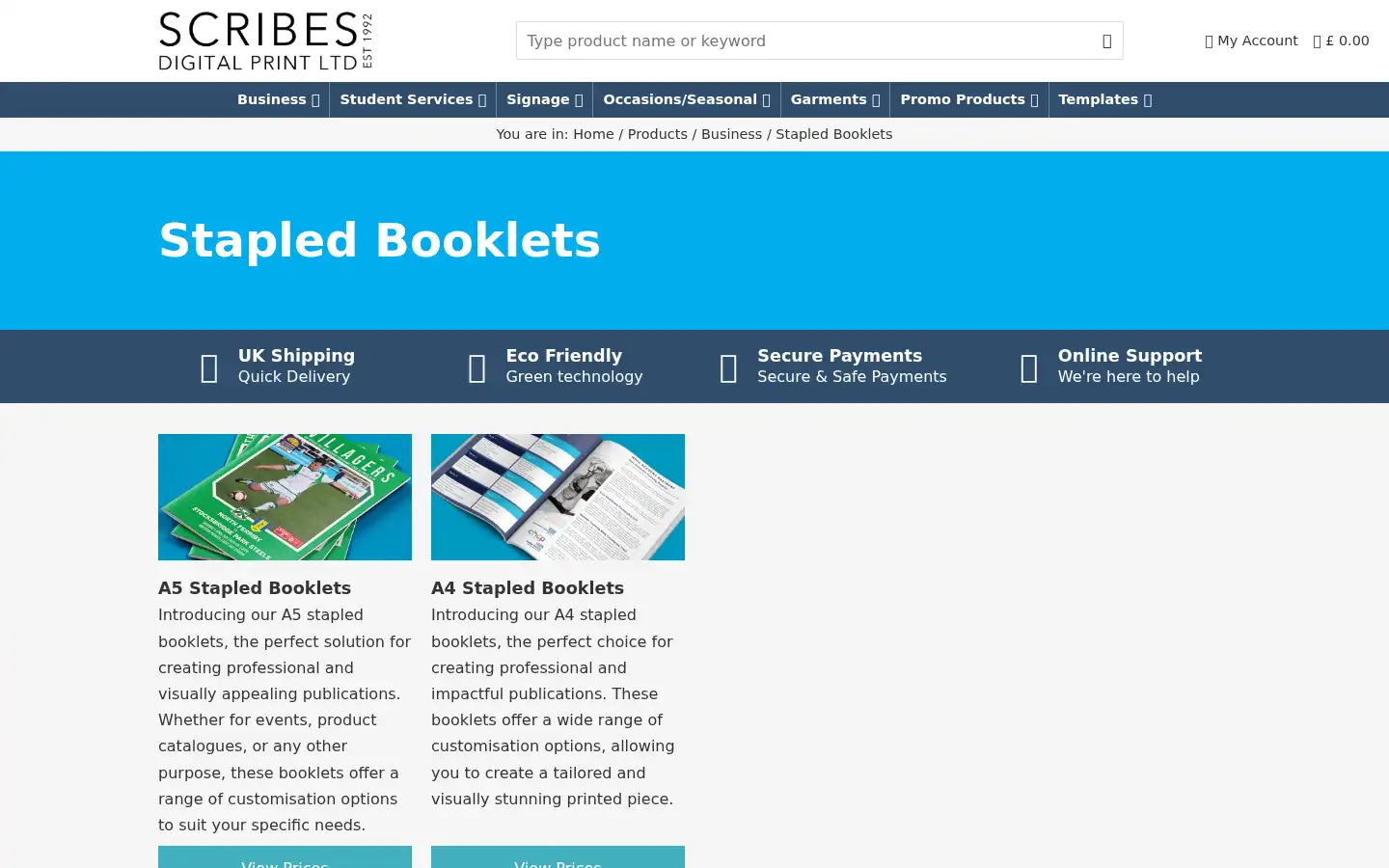 Screenshot of scribescolourprint.co.uk