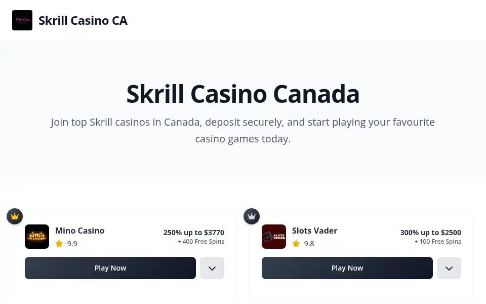 Screenshot of scrilcasinoca.co