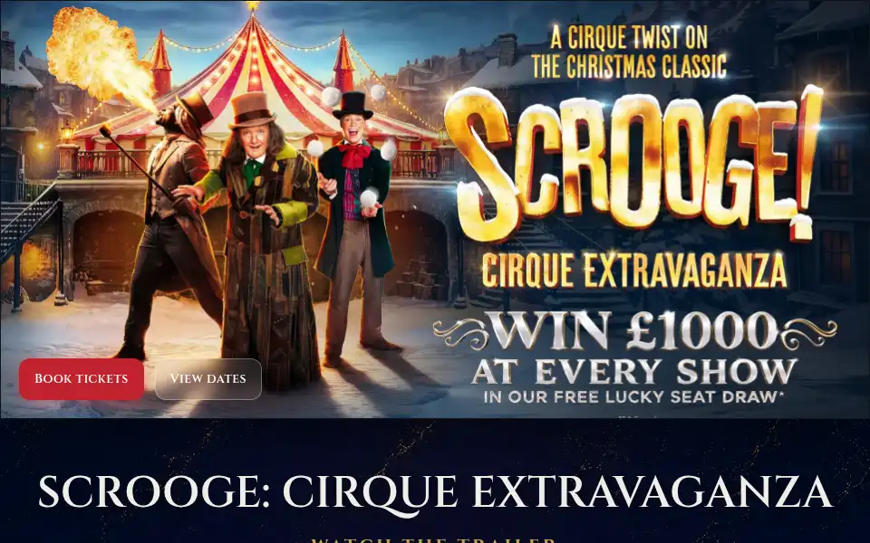 Screenshot of scroogecirque.com