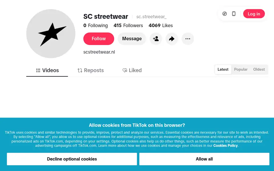 Screenshot of scstreetwear.nl