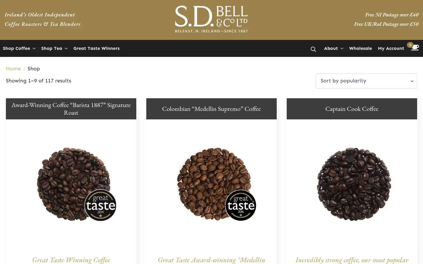 Screenshot of sdbellsteacoffee.com