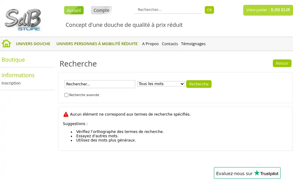 Screenshot of sdbstore.com