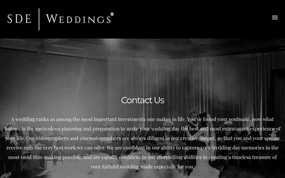 Screenshot of sdeweddings.com