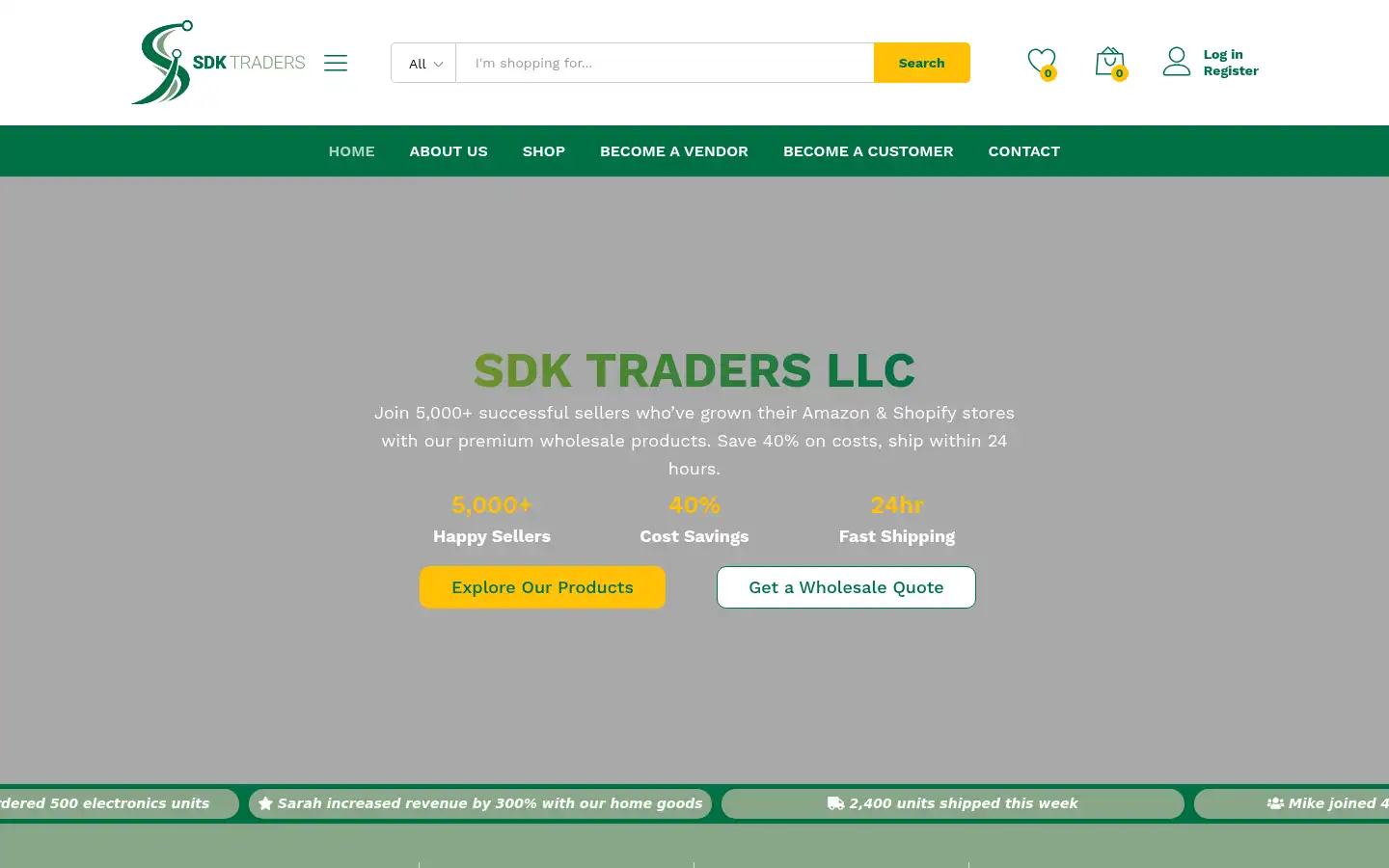 Screenshot of sdktradersllc.com
