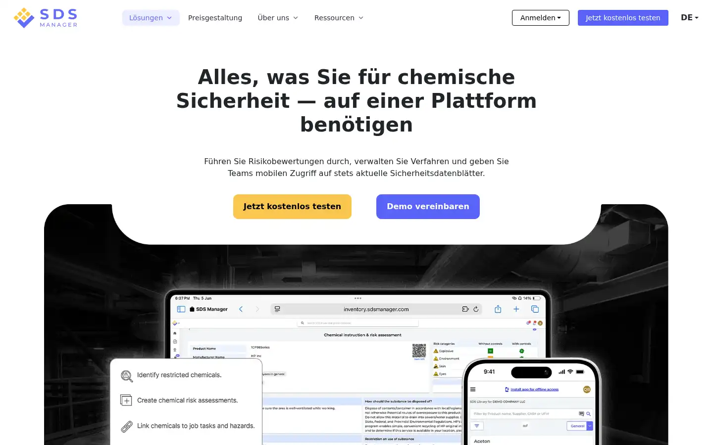 Screenshot of sdsmanager.com