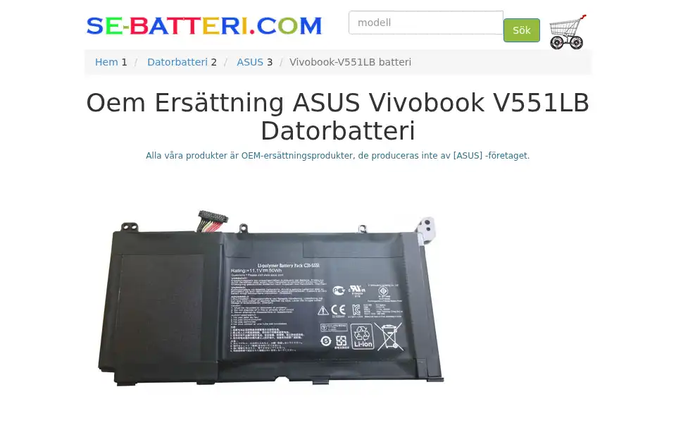 Screenshot of se-batteri.com
