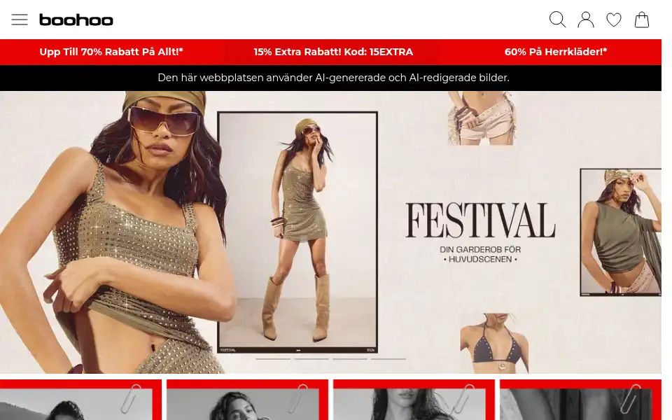Screenshot of se.boohoo.com