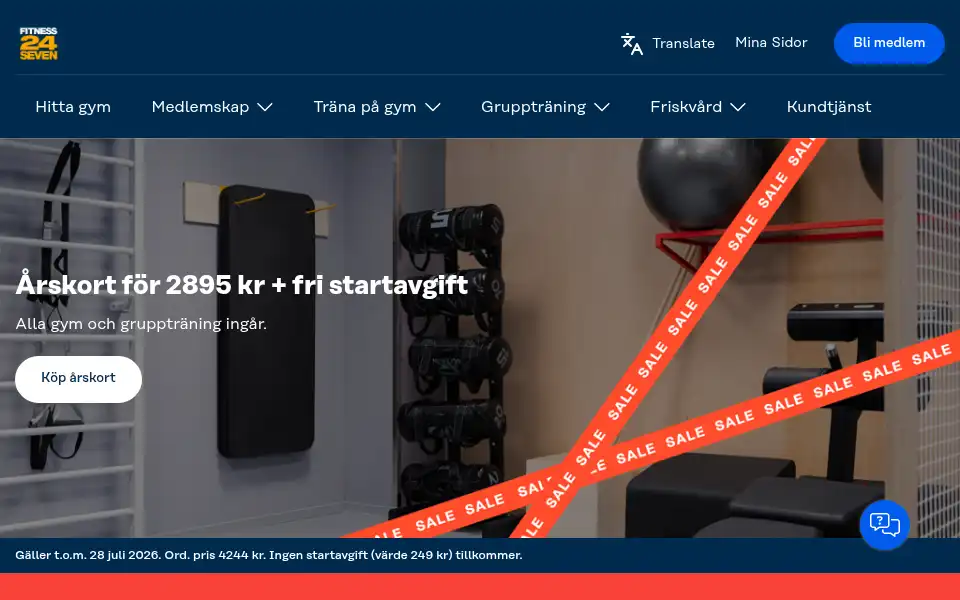 Screenshot of se.fitness24seven.com