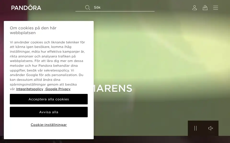 Screenshot of se.pandora.net