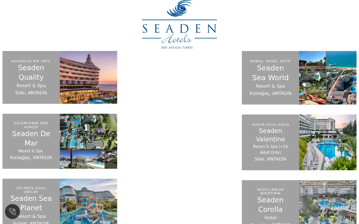 Screenshot of seadenhotels.com