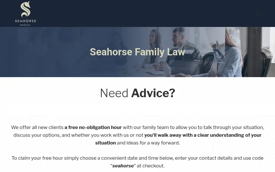 Screenshot of seahorsefamilylaw.co.uk