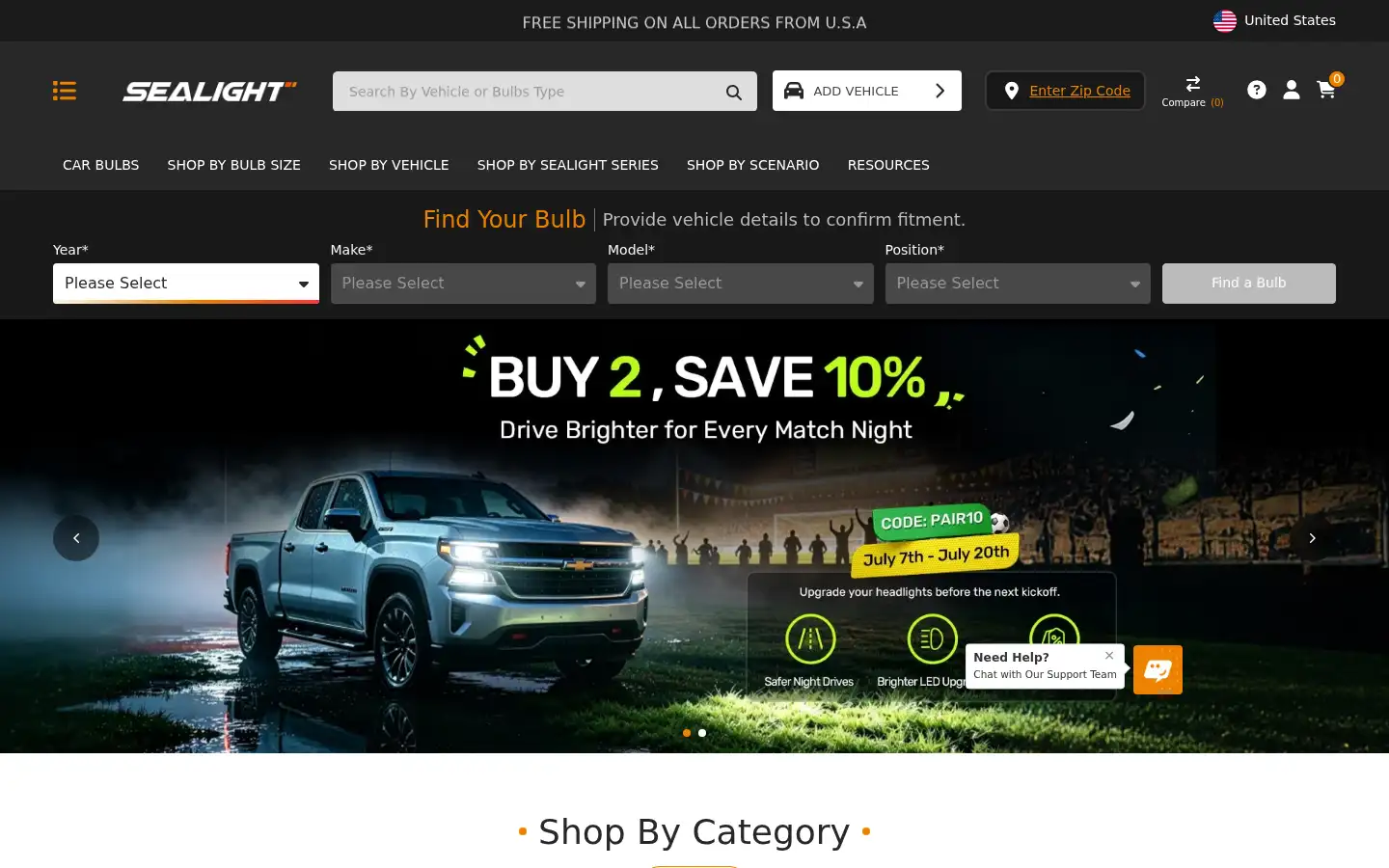 Screenshot of sealight-led.com