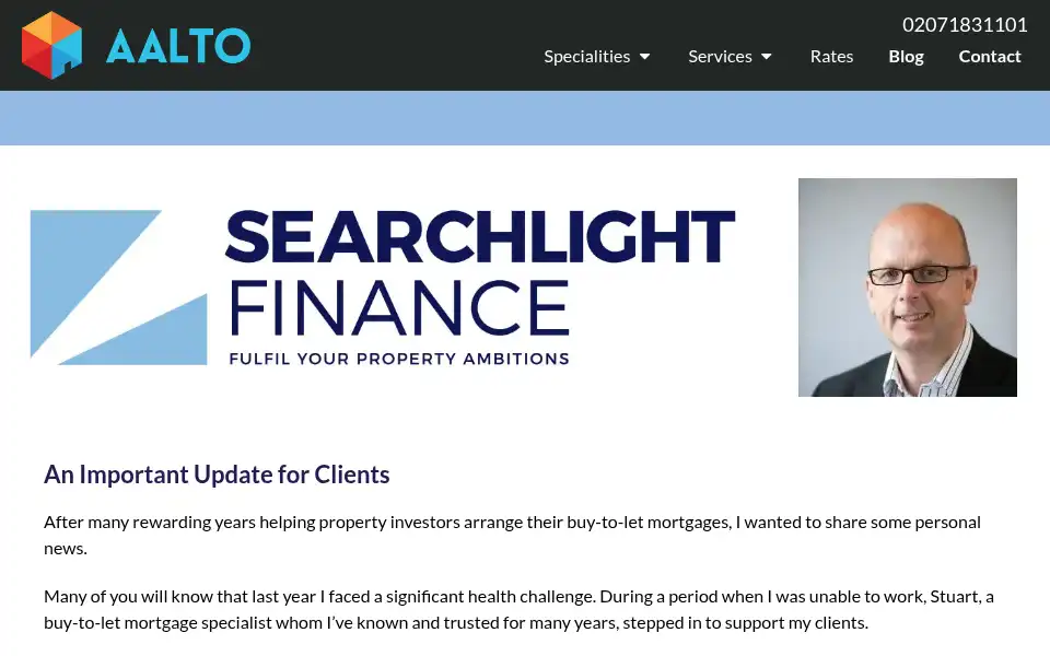 Screenshot of searchlightfinance.co.uk